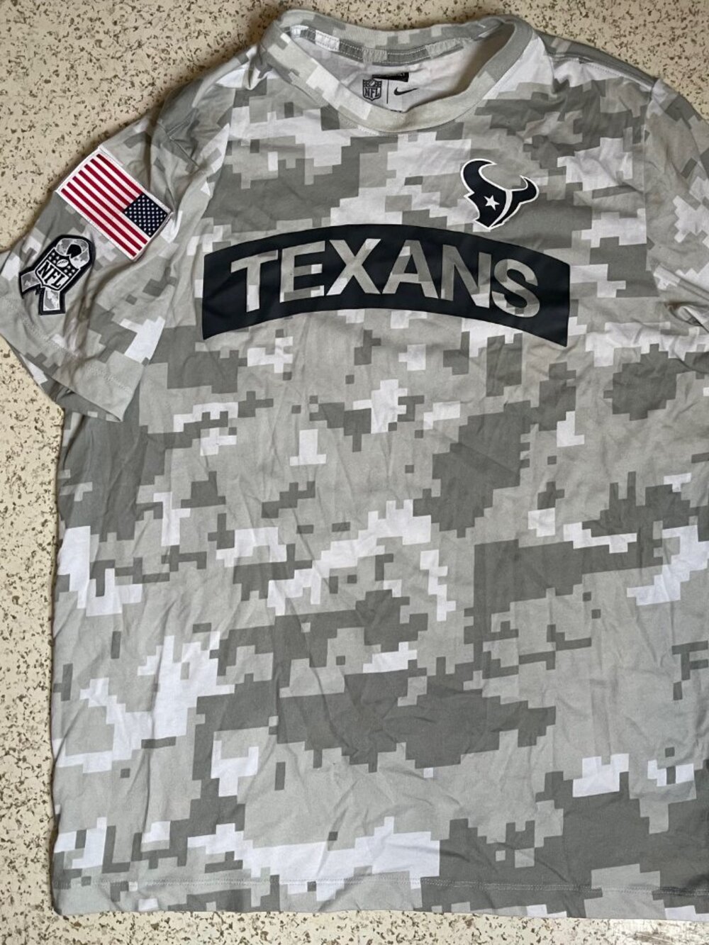 Houston Texans Shirt Mens Large Gray Camo NFL Salute To Service Nike Edgerly A1
